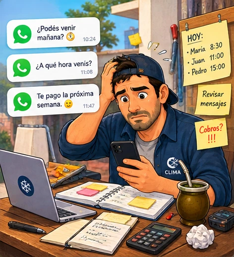 Carlos ordenando mensajes y trabajos