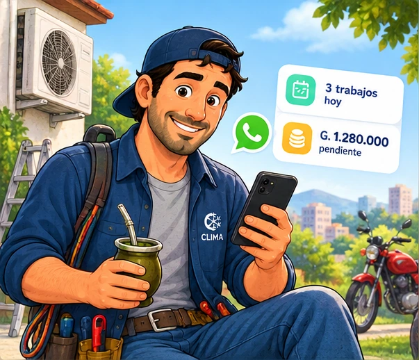 Carlos organizando su negocio con MiSimple