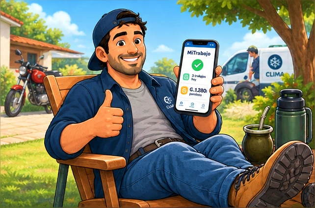 Carlos con su negocio ordenado